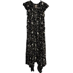 Knox Rose Black Floral Handkerchief Hem Maxi Dress | XS